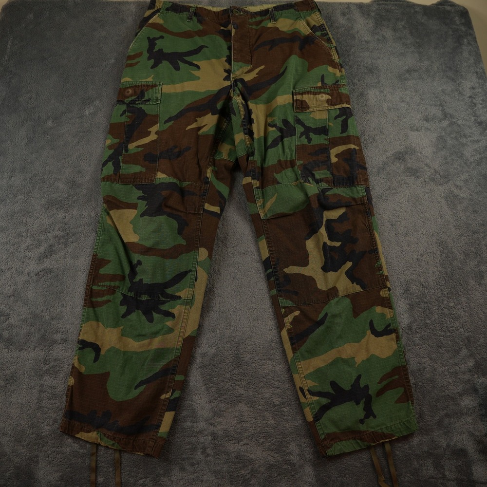 Propper Military Pants Mens M Button Fly Woodland Camo Hot Weather Cargo Ripstop